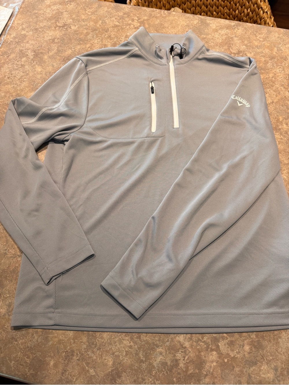Callaway Gray Quarter-Zip Pullover with Contrast Zippers Golf Shirt